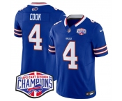 Men's Buffalo Bills #4 James Cook Royal F.U.S.E. 2024 AFC East Division Champions Vapor Limited Stitched Football Jersey