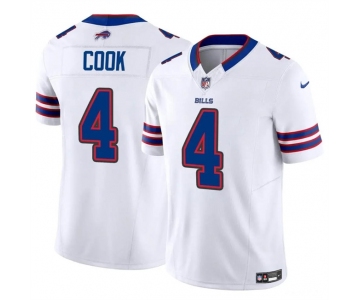 Men's Buffalo Bills #4 James Cook White 2023 F.U.S.E. Vapor Untouchable Limited Football Stitched Jersey