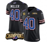 Men's Buffalo Bills #40 Von Miller Black 2023 F.U.S.E. AFC East Champions With 4-star C Ptach Football Stitched Jersey