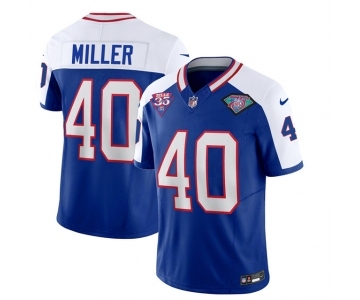 Men's Buffalo Bills #40 Von Miller Blue White 2023 F.U.S.E. 75th Anniversary Throwback Vapor Untouchable Limited Football Stitched Jersey