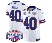 Men's Buffalo Bills #40 Von Miller White F.U.S.E. 2024 AFC East Division Champions With 4-Star C Ptach Vapor Limited Stitched Football Jersey