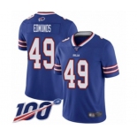 Men's Buffalo Bills #49 Tremaine Edmunds Royal Blue Team Color Vapor Untouchable Limited Player 100th Season Football Jersey