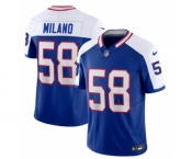 Men's Buffalo Bills #58 Matt Milano Blue White 2023 F.U.S.E. Throwback Vapor Untouchable Limited Football Stitched Jersey