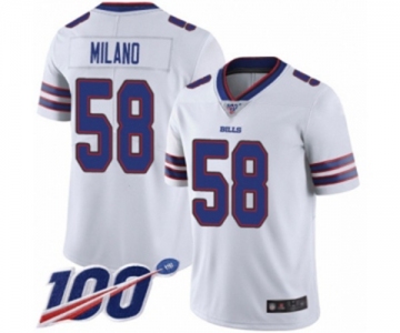 Men's Buffalo Bills #58 Matt Milano White Vapor Untouchable Limited Player 100th Season Football Jersey