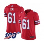 Men's Buffalo Bills #61 Spencer Long Limited Red Rush Vapor Untouchable 100th Season Football Jersey