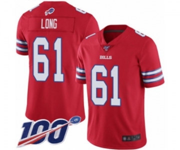 Men's Buffalo Bills #61 Spencer Long Limited Red Rush Vapor Untouchable 100th Season Football Jersey