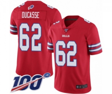 Men's Buffalo Bills #62 Vladimir Ducasse Limited Red Rush Vapor Untouchable 100th Season Football Jersey