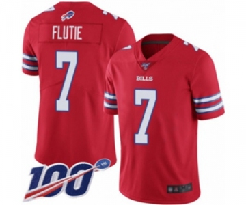 Men's Buffalo Bills #7 Doug Flutie Limited Red Rush Vapor Untouchable 100th Season Football Jersey