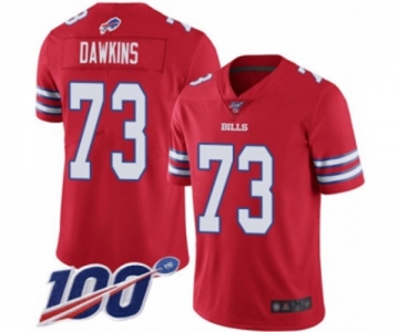 Men's Buffalo Bills #73 Dion Dawkins Limited Red Rush Vapor Untouchable 100th Season Football Jersey