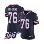 Men's Buffalo Bills #76 Jon Feliciano Limited Navy Blue Inverted Legend 100th Season Football Jersey