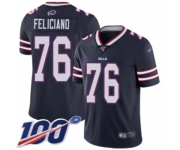 Men's Buffalo Bills #76 Jon Feliciano Limited Navy Blue Inverted Legend 100th Season Football Jersey