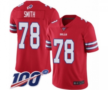 Men's Buffalo Bills #78 Bruce Smith Limited Red Rush Vapor Untouchable 100th Season Football Jersey