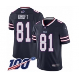 Men's Buffalo Bills #81 Tyler Kroft Limited Navy Blue Inverted Legend 100th Season Football Jersey