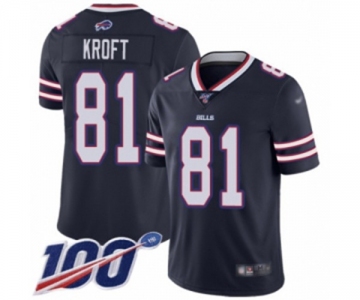 Men's Buffalo Bills #81 Tyler Kroft Limited Navy Blue Inverted Legend 100th Season Football Jersey