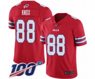 Men's Buffalo Bills #88 Dawson Knox Limited Red Rush Vapor Untouchable 100th Season Football Jersey