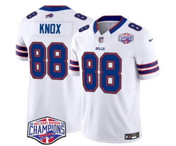 Men's Buffalo Bills #88 Dawson Knox White F.U.S.E. 2024 AFC East Division Champions Vapor Limited Stitched Football Jersey