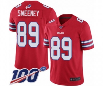 Men's Buffalo Bills #89 Tommy Sweeney Limited Red Rush Vapor Untouchable 100th Season Football Jersey