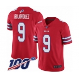 Men's Buffalo Bills #9 Corey Bojorquez Limited Red Rush Vapor Untouchable 100th Season Football Jersey