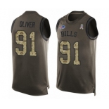 Men's Buffalo Bills #91 Ed Oliver Limited Green Salute to Service Tank Top Football Jersey