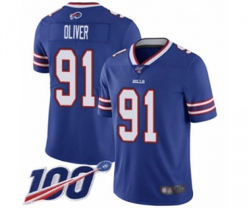 Men's Buffalo Bills #91 Ed Oliver Royal Blue Team Color Vapor Untouchable Limited Player 100th Season Football Jersey