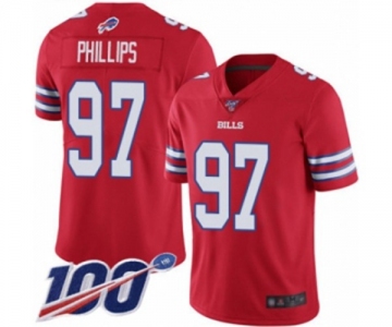 Men's Buffalo Bills #97 Jordan Phillips Limited Red Rush Vapor Untouchable 100th Season Football Jersey