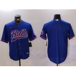 Men's Buffalo Bills Blank Blue Team Cool Base Stitched Baseball Jersey