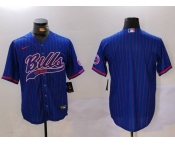 Men's Buffalo Bills Blank Blue Team Cool Base Stitched Baseball Jersey