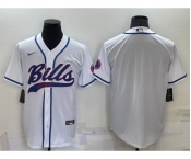 Men's Buffalo Bills Blank White Stitched MLB Cool Base Nike Baseball Jersey