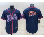 Men's Buffalo Bills Navy Team Blue Big Logo With Patch Cool Base Stitched Baseball Jersey