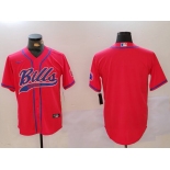 Men's Buffalo Bills Red Team Blank Cool Base Stitched Baseball Jersey