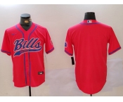 Men's Buffalo Bills Red Team Blank Cool Base Stitched Baseball Jersey