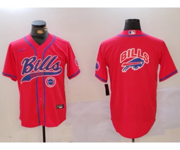 Men's Buffalo Bills big logo Team Big logo Cool Base Stitched Baseball Jersey