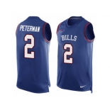 Men's Nike Buffalo Bills #2 Nathan Peterman Limited Royal Blue Player Name & Number Tank Top NFL Jersey