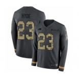 Men's Nike Buffalo Bills #23 Micah Hyde Limited Black Salute to Service Therma Long Sleeve NFL Jersey