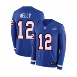 Nike Buffalo Bills #12 Jim Kelly Limited Royal Blue Therma Long Sleeve NFL Jersey