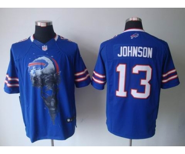 nike nfl jerseys buffalo bills #13 johnson blue[helmet tri-blend limited]