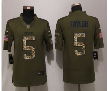 nike nfl jerseys buffalo bills #5 taylor army green[nike Limited Salute To Service]