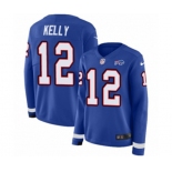 Women Nike Buffalo Bills #12 Jim Kelly Limited Royal Blue Therma Long Sleeve NFL Jersey