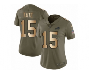 Women Nike Buffalo Bills #15 Brandon Tate Limited Olive Gold 2017 Salute to Service NFL Jersey