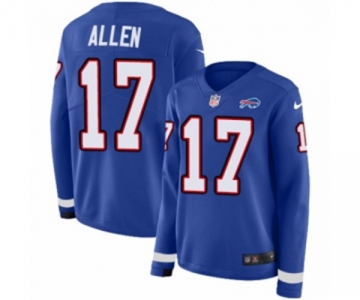 Women Nike Buffalo Bills #17 Josh Allen Limited Royal Blue Therma Long Sleeve NFL Jersey