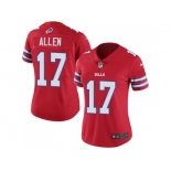 Women Nike Buffalo Bills #17 Josh Allen Red Stitched NFL Limited Rush Jersey