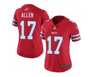 Women Nike Buffalo Bills #17 Josh Allen Red Stitched NFL Limited Rush Jersey