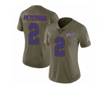 Women Nike Buffalo Bills #2 Nathan Peterman Limited Olive 2017 Salute to Service NFL Jersey