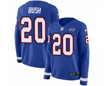 Women Nike Buffalo Bills #20 Rafael Bush Limited Royal Blue Therma Long Sleeve NFL Jersey