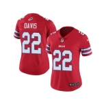 Women Nike Buffalo Bills #22 Vontae Davis Red Stitched NFL Limited Rush Jersey