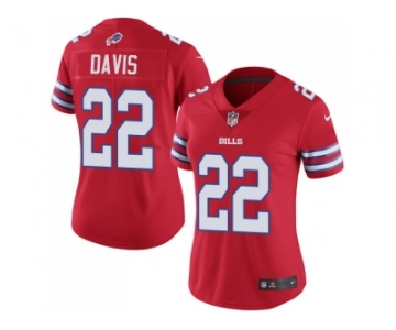 Women Nike Buffalo Bills #22 Vontae Davis Red Stitched NFL Limited Rush Jersey