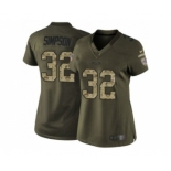 Women Nike Buffalo Bills #32 O. J. Simpson Green Stitched NFL Limited Salute to Service Jersey