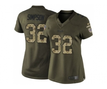 Women Nike Buffalo Bills #32 O. J. Simpson Green Stitched NFL Limited Salute to Service Jersey