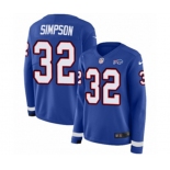 Women Nike Buffalo Bills #32 O. J. Simpson Limited Royal Blue Therma Long Sleeve NFL Jersey