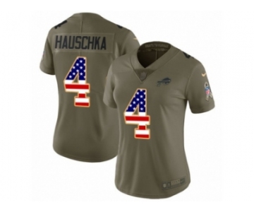 Women Nike Buffalo Bills #4 Stephen Hauschka Limited Olive USA Flag 2017 Salute to Service NFL Jersey